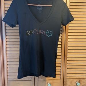 Ripcurl Colorful Logo & Black V-Neck Tee